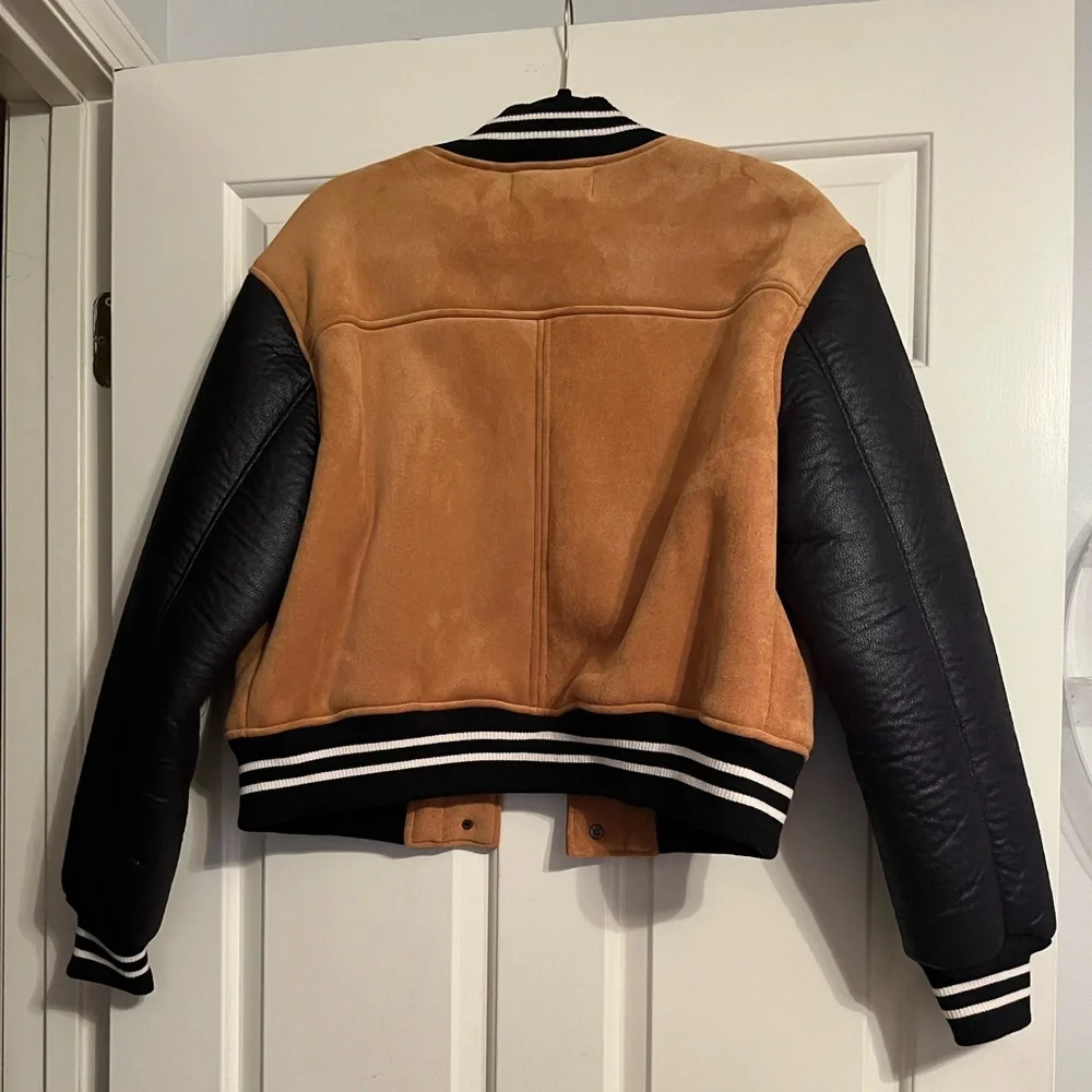 NWOT Free People black and brown varsity jacket